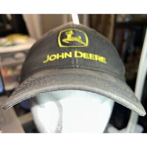 John Deere Black Hat Gold Logo Lettering Men's Adjustable Strap back Strapback